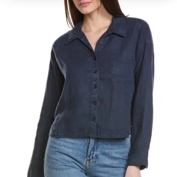Michael Stars Navy Gracie Button-Up Shirt - Picture 1 of 1